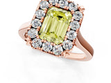 Rose gold Fancy Yellow Emerald  Diamond Cluster Halo Solitaire with Four-Prong Setting_93
