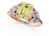 Rose gold Fancy Yellow Emerald  Diamond Cluster Leaf Design Ring with Prong Setting_71