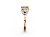 Rose gold Fancy Yellow Emerald  Diamond Cluster Leaf Design Ring with Prong Setting_72