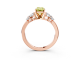 Rose gold Fancy Yellow Emerald  Diamond Cluster Leaf Design Ring with Prong Setting_73
