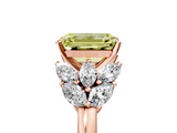 Rose gold Fancy Yellow Emerald  Diamond Cluster Leaf Design Ring with Prong Setting_75