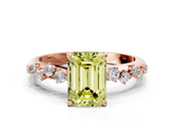 Rose gold Fancy Yellow Emerald  Diamond Cluster Prong-Set Solitaire Ring_24