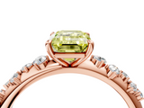 Rose gold Fancy Yellow Emerald  Diamond Cluster Prong-Set Solitaire Ring_28
