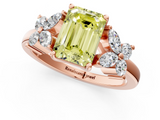 Rose gold Fancy Yellow Emerald  Diamond Floral Cluster Ring with Solitaire Band and Prong Setting_42