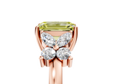 Rose gold Fancy Yellow Emerald  Diamond Floral Cluster Ring with Solitaire Band and Prong Setting_46