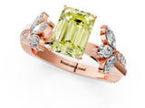 Rose gold Fancy Yellow Emerald  Diamond Floral Vine Solitaire Engagement Ring_4
