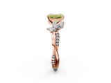 Rose gold Fancy Yellow Emerald  Diamond Floral Vine Solitaire Engagement Ring_5