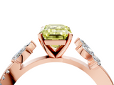 Rose gold Fancy Yellow Emerald  Diamond Floral Vine Solitaire Engagement Ring_7
