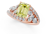 Rose gold Fancy Yellow Emerald  Diamond Halo Ring with Marquise and Pavé Band in Prong Setting_74