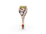 Rose gold Fancy Yellow Emerald  Diamond Halo Ring with Marquise and Pavé Band in Prong Setting_75