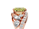 Rose gold Fancy Yellow Emerald  Diamond Halo Ring with Marquise and Pavé Band in Prong Setting_78