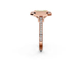 Rose gold Fancy Yellow Emerald  Diamond Halo Ring with Milgrain Frame and Pavé Band 2