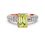 Rose gold Fancy Yellow Emerald  Diamond Pavé Band Solitaire Ring with Four-Prong Setting_49