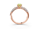 Rose gold Fancy Yellow Emerald  Diamond Pavé Band Solitaire Ring with Four-Prong Setting_52