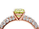 Rose gold Fancy Yellow Emerald  Diamond Pavé Band Solitaire Ring with Four-Prong Setting_53