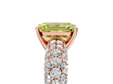 Rose gold Fancy Yellow Emerald  Diamond Pavé Band Solitaire Ring with Four-Prong Setting_54