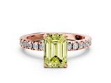 Rose gold Fancy Yellow Emerald  Diamond Pavé Band Solitaire with Four-Prong Setting_197