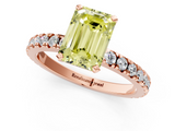 Rose gold Fancy Yellow Emerald  Diamond Pavé Band Solitaire with Four-Prong Setting_198