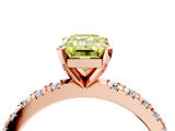 Rose gold Fancy Yellow Emerald  Diamond Pavé Band Solitaire with Four-Prong Setting_201