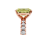 Rose gold Fancy Yellow Emerald  Diamond Pavé Band Solitaire with Four-Prong Setting_202