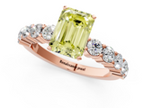 Rose gold Fancy Yellow Emerald  Diamond Pavé Band Solitaire with Four-Prong Setting_4