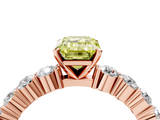 Rose gold Fancy Yellow Emerald  Diamond Pavé Band Solitaire with Four-Prong Setting_7