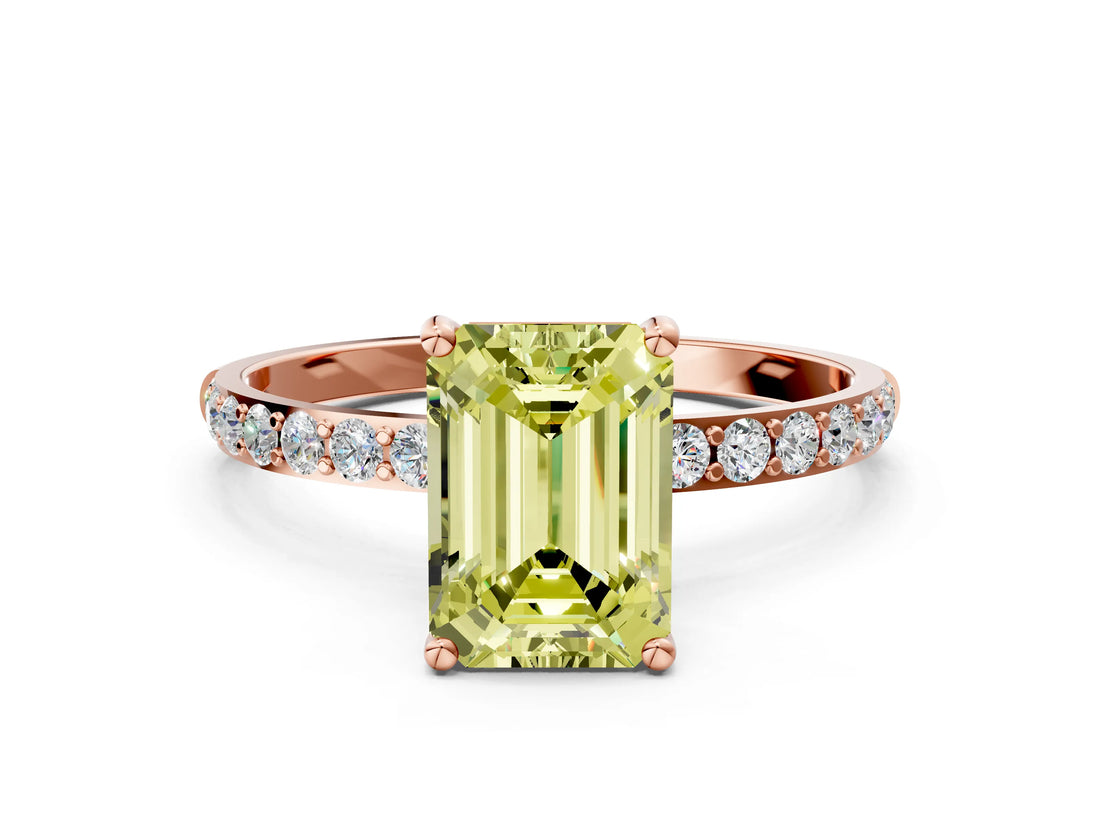 Rose gold Fancy Yellow Emerald  Diamond Pavé Band with Six-Prong Setting_27