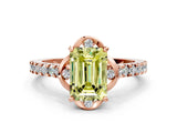Rose gold Fancy Yellow Emerald  Diamond Pave Band with Floral Prong Setting_27