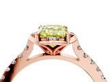 Rose gold Fancy Yellow Emerald  Diamond Pave Band with Floral Prong Setting_31