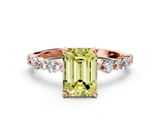 Rose gold Fancy Yellow Emerald  Diamond Prong Set Engagement Ring with Pave Band_198