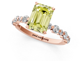 Rose gold Fancy Yellow Emerald  Diamond Prong Set Engagement Ring with Pave Band_199