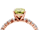 Rose gold Fancy Yellow Emerald  Diamond Prong Set Engagement Ring with Pave Band_202