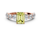 Rose gold Fancy Yellow Emerald  Diamond Prong Setting with Side Stones on a Pave Band_135