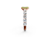Rose gold Fancy Yellow Emerald  Diamond Prong Setting with Side Stones on a Pave Band_137