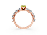 Rose gold Fancy Yellow Emerald  Diamond Prong Setting with Side Stones on a Pave Band_138