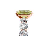 Rose gold Fancy Yellow Emerald  Diamond Prong Setting with Side Stones on a Pave Band_140