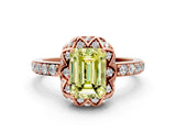 Rose gold Fancy Yellow Emerald  Diamond Solitaire Ring with Shared Prong Pavé Band_53