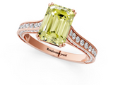 Rose gold Fancy Yellow Emerald  Diamond Solitaire with Pave Band and Six-Prong Setting_21