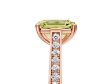Rose gold Fancy Yellow Emerald  Diamond Solitaire with Pave Band and Six-Prong Setting_25