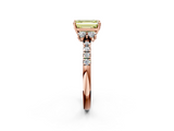 Rose gold Fancy Yellow Emerald  Diamond Three-Stone Pave Band with Four-Prong Setting_22