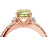 Rose gold Fancy Yellow Emerald  Diamond Three-Stone Pave Band with Four-Prong Setting_24