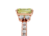 Rose gold Fancy Yellow Emerald  Diamond Three-Stone Pave Band with Four-Prong Setting_25