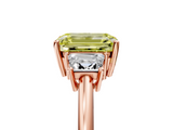 Rose gold Fancy Yellow Emerald  Diamond Three-Stone Ring with Trapezoid Side Stones and Prong Setting_22