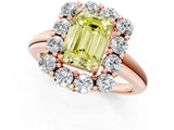 Rose gold Fancy Yellow Emerald  Halo Cluster Diamond Engagement Ring with Prong Setting and Polished Band_52