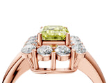 Rose gold Fancy Yellow Emerald  Halo Cluster Diamond Engagement Ring with Prong Setting and Polished Band_55