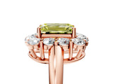 Rose gold Fancy Yellow Emerald  Halo Cluster Diamond Engagement Ring with Prong Setting and Polished Band_56