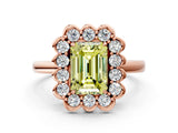 Rose gold Fancy Yellow Emerald  Halo Cluster Diamond Engagement Ring with Solitaire Band and Prong Setting_49
