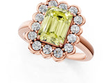 Rose gold Fancy Yellow Emerald  Halo Cluster Diamond Engagement Ring with Solitaire Band and Prong Setting_50