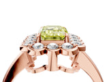 Rose gold Fancy Yellow Emerald  Halo Cluster Diamond Engagement Ring with Solitaire Band and Prong Setting_53