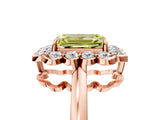 Rose gold Fancy Yellow Emerald  Halo Cluster Diamond Engagement Ring with Solitaire Band and Prong Setting_54